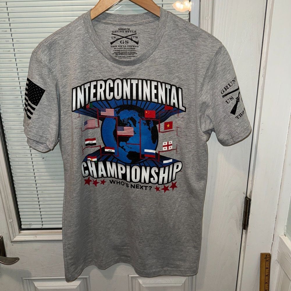 Grunt Style T-Shirt Mens M‎ Intercontinental Championship Gray Short Sleeve New